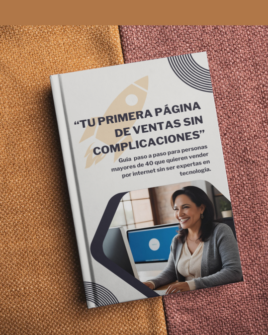 “TU PRIMERA PÁGINA DE VENTAS SIN COMPLICACIONES” Guía  paso a paso para personas mayores de 40 que quieren vender por internet sin ser expertas en tecnología.